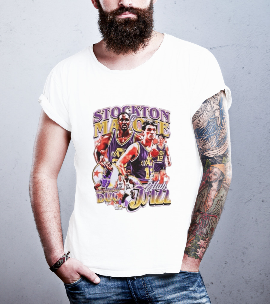 Stockton To Malone Utah Jazz Dynamic Duo Basketball Legends T-Shirt