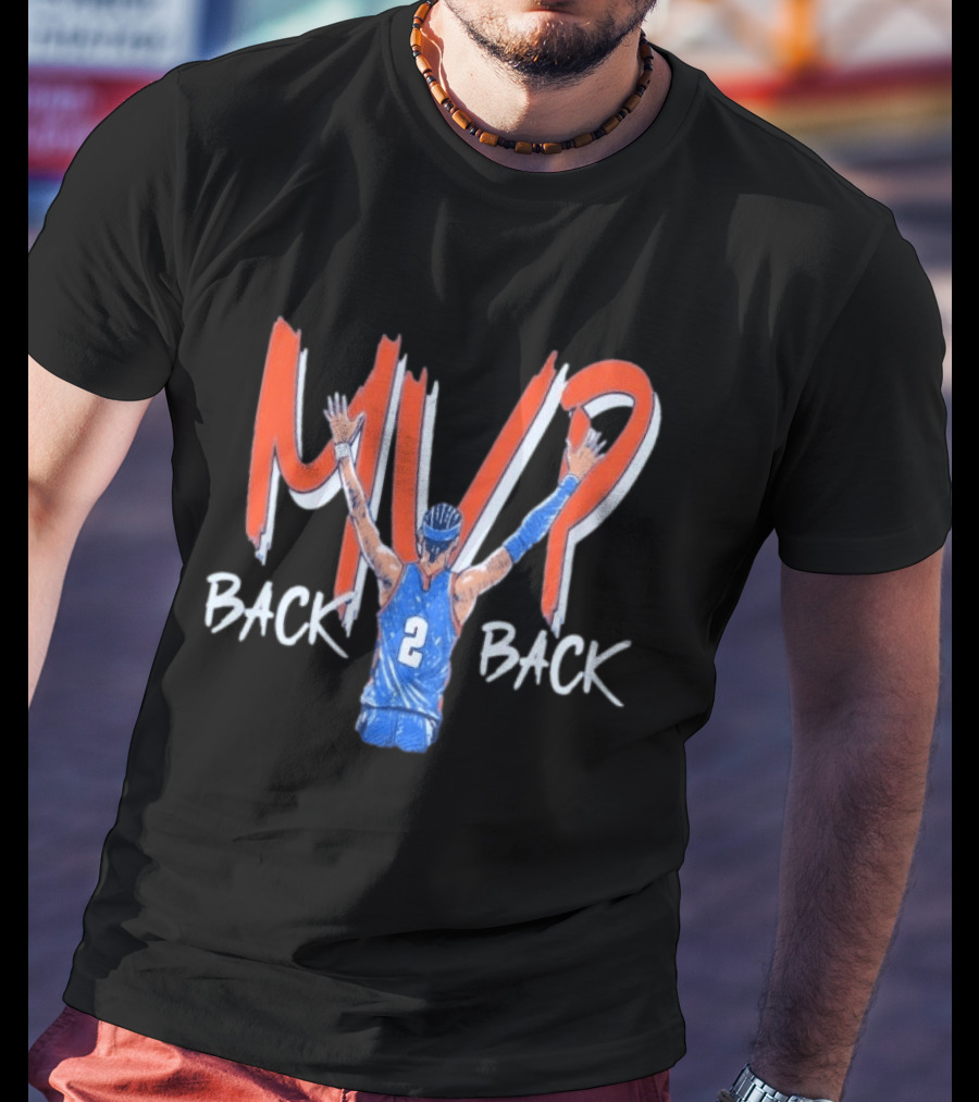 Shai Gilgeous Alexander SGA Back 2 Back MVP Basketball Star Number 2 T-Shirt