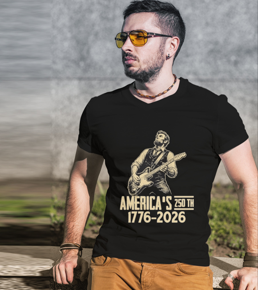 Abraham Lincoln Rocks Guitar America's 250th 1776 2026 T-Shirt