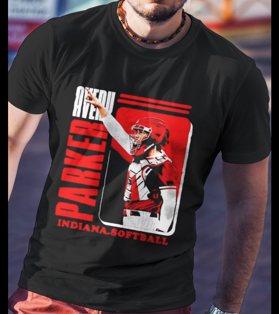 Avery Parker Indiana Softball Catcher Player Red And White Uniform T-Shirt