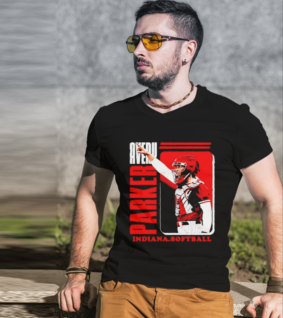 Avery Parker Indiana Softball Catcher Player Red And White Uniform T-Shirt
