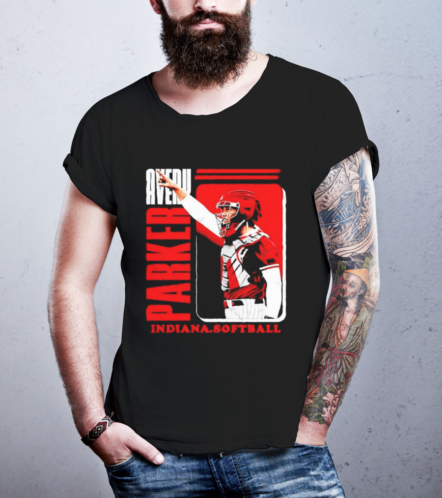Avery Parker Indiana Softball Catcher Player Red And White Uniform T-Shirt