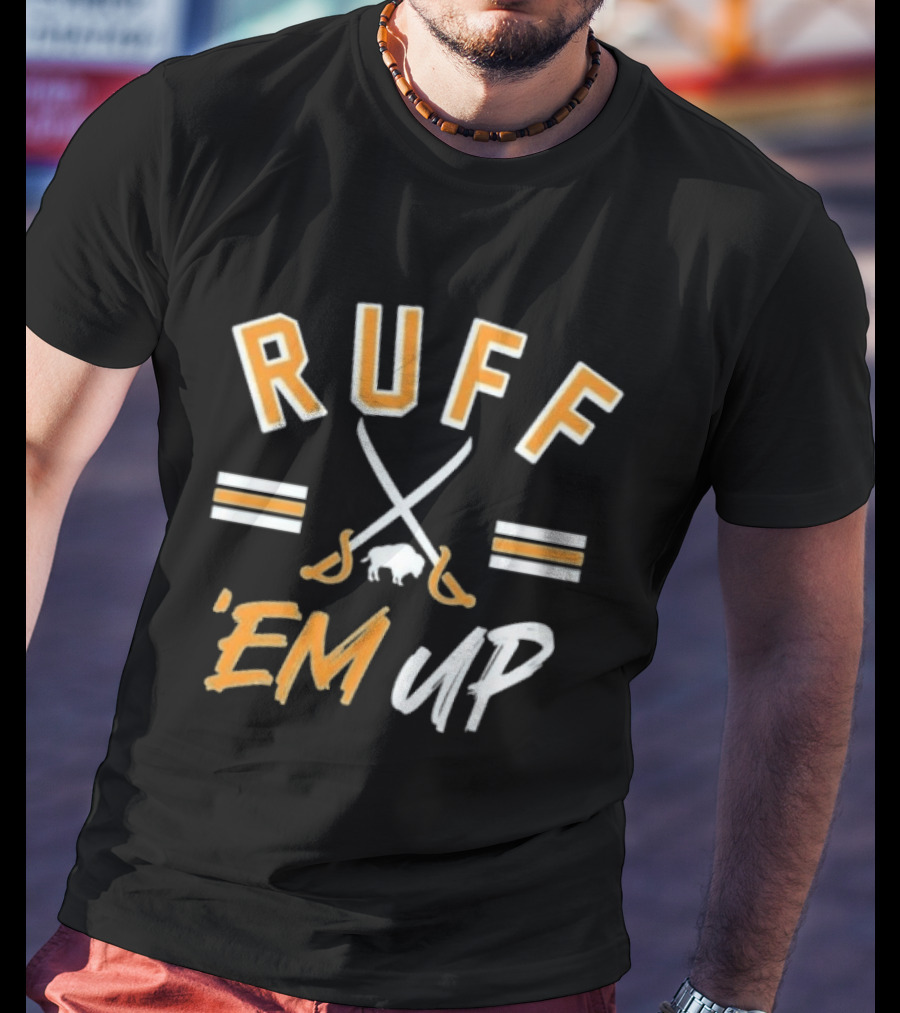 Buffalo Sabres Ruff 'Em Up Hockey Sticks And Buffalo T-Shirt