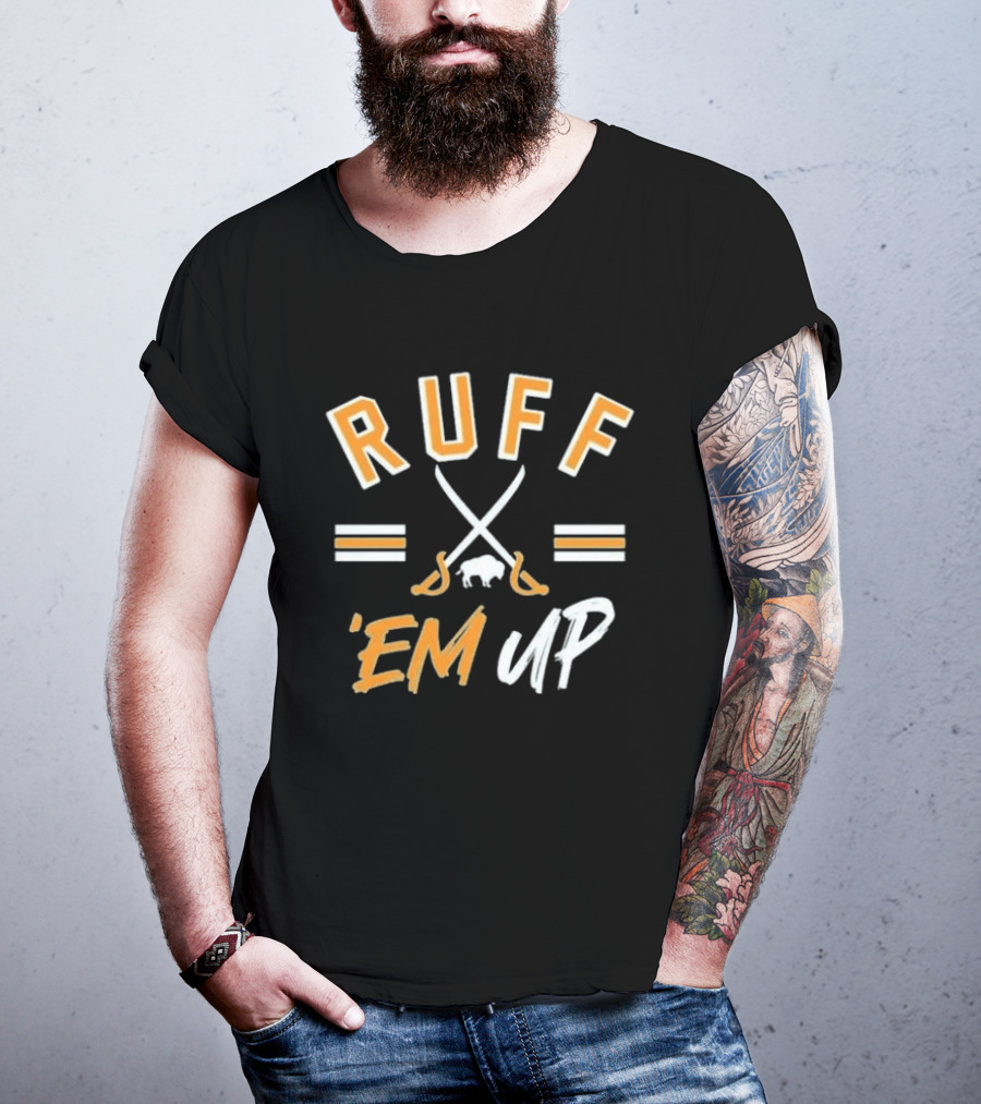 Buffalo Sabres Ruff 'Em Up Hockey Sticks And Buffalo T-Shirt