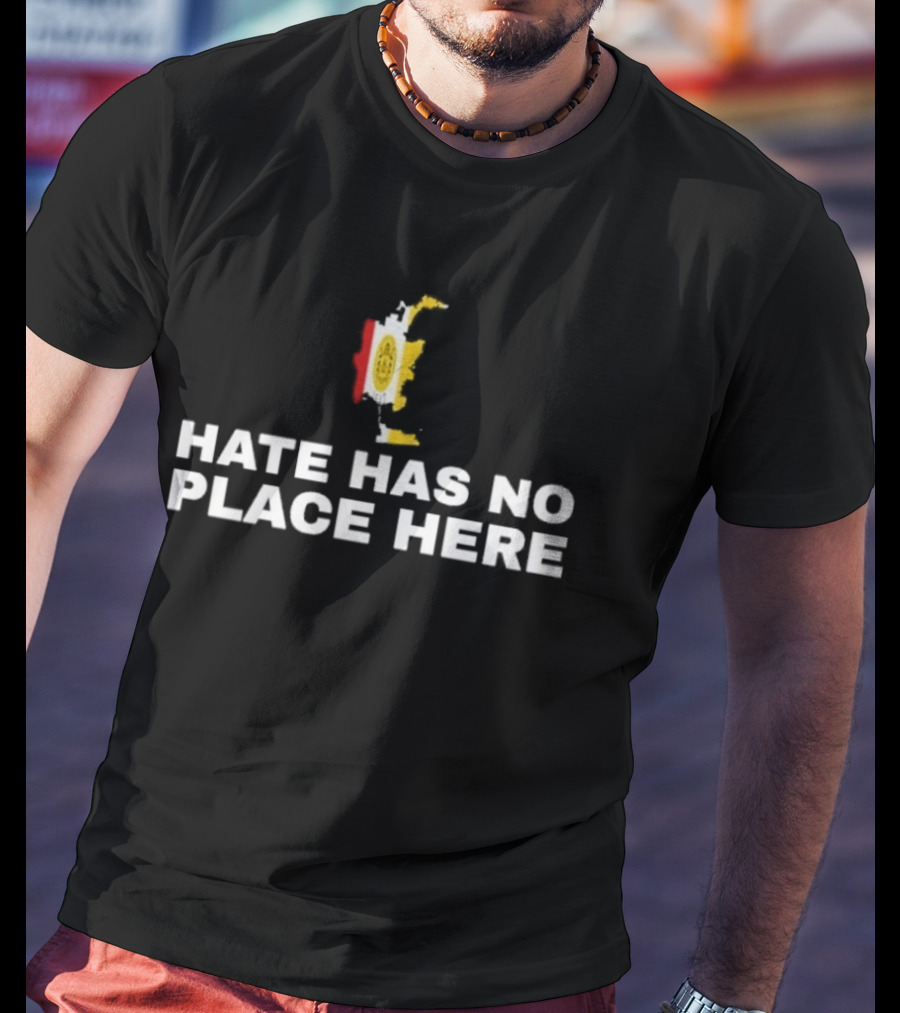 Hate Has No Place Here Multicolor Paintbrush Stroke Motif T-Shirt