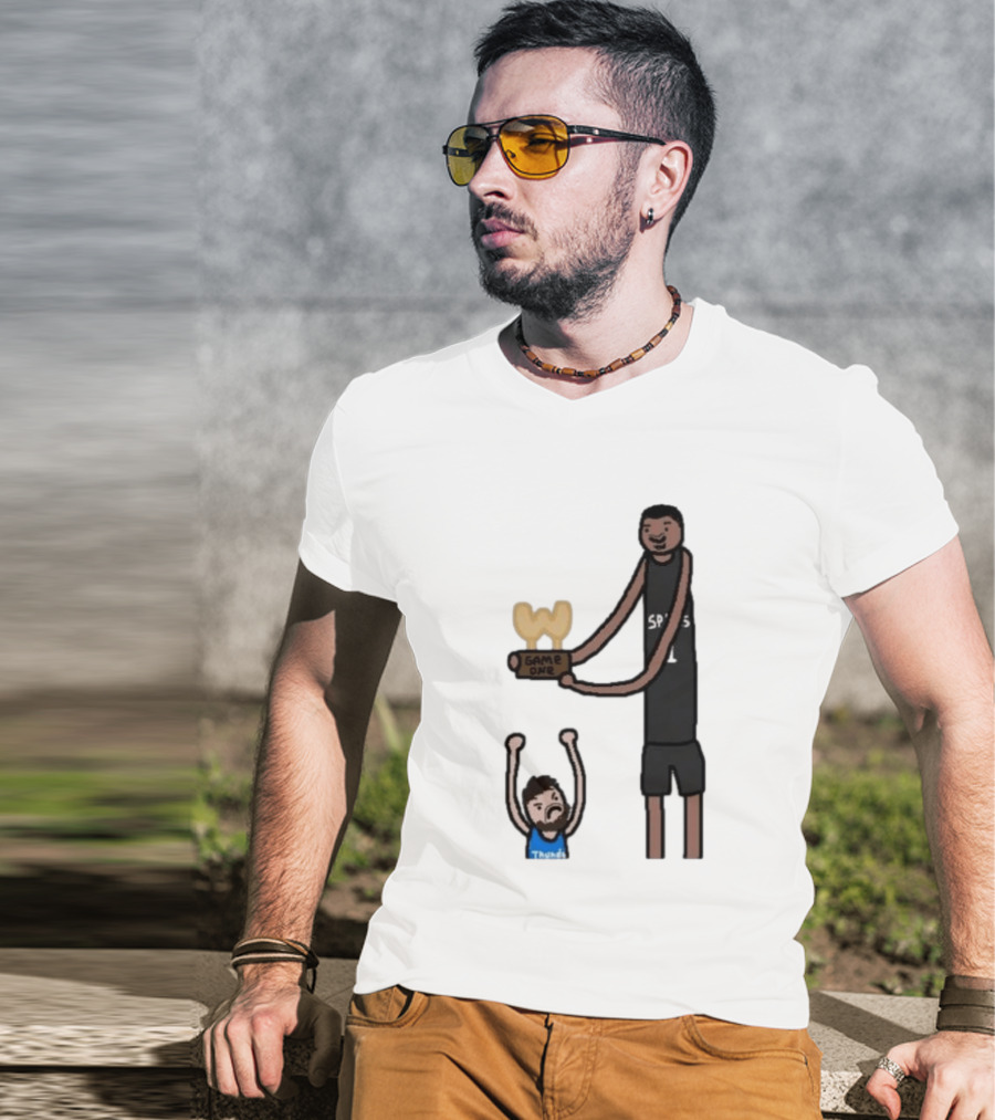 Spurs Victor Wembanyama Game One Vs Thunder Basketball Cartoon T-Shirt