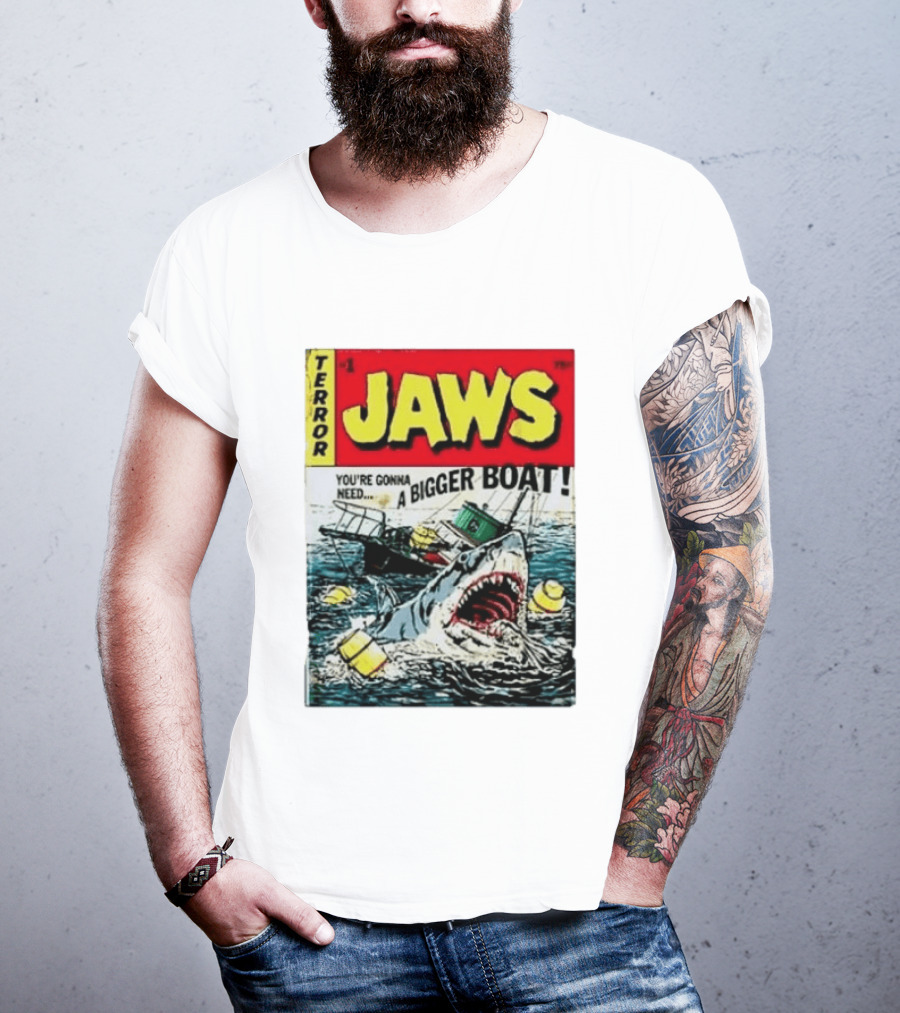 Terror Jaws Comic Cover You're Gonna Need A Bigger Boat T-Shirt