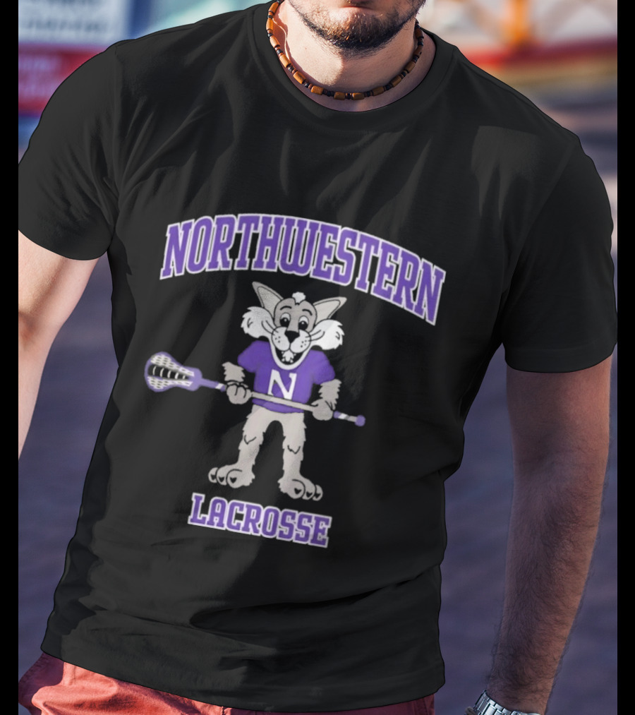 Northwestern Wildcats Willie Mascot Lacrosse T-Shirt