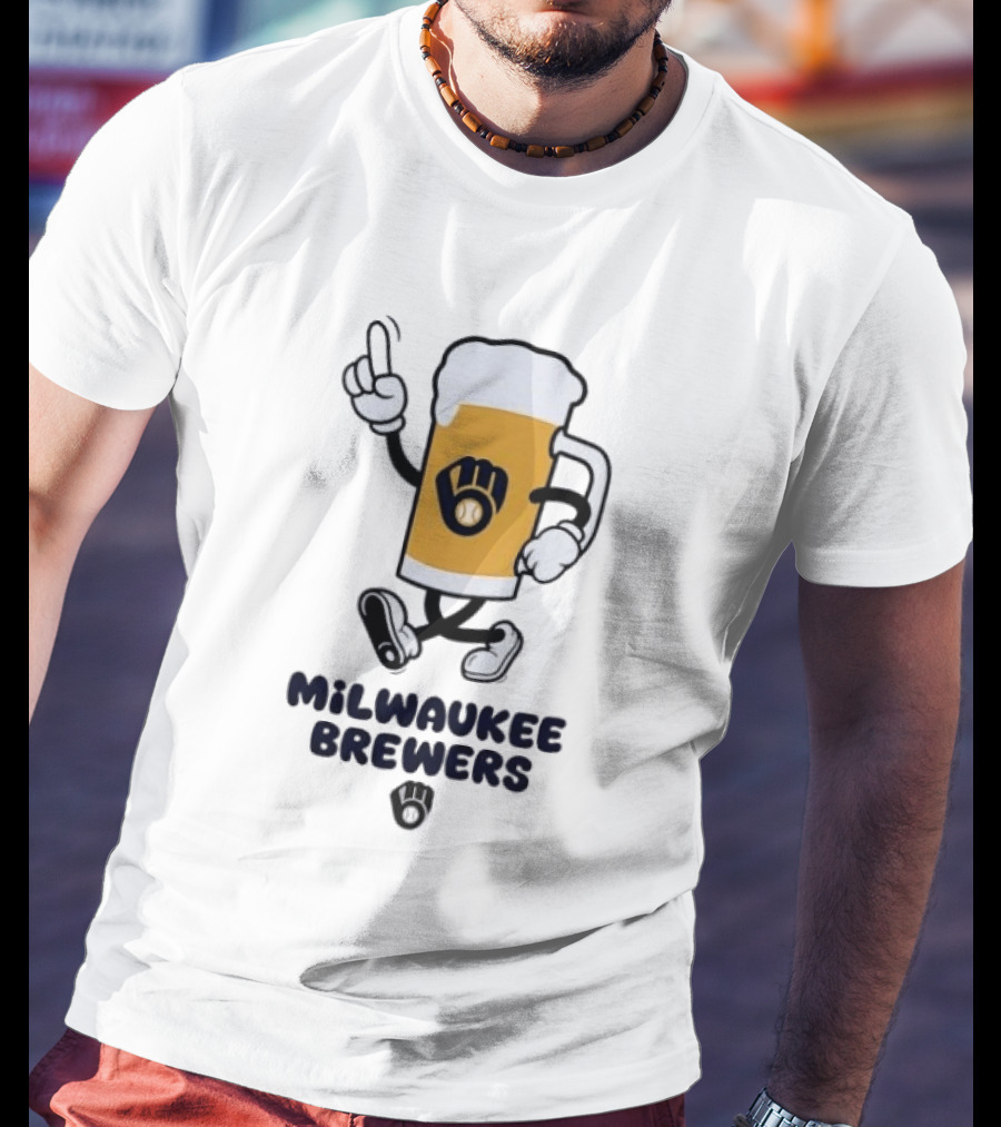 Milwaukee Brewers Beer Mascot Running Cartoon T-Shirt