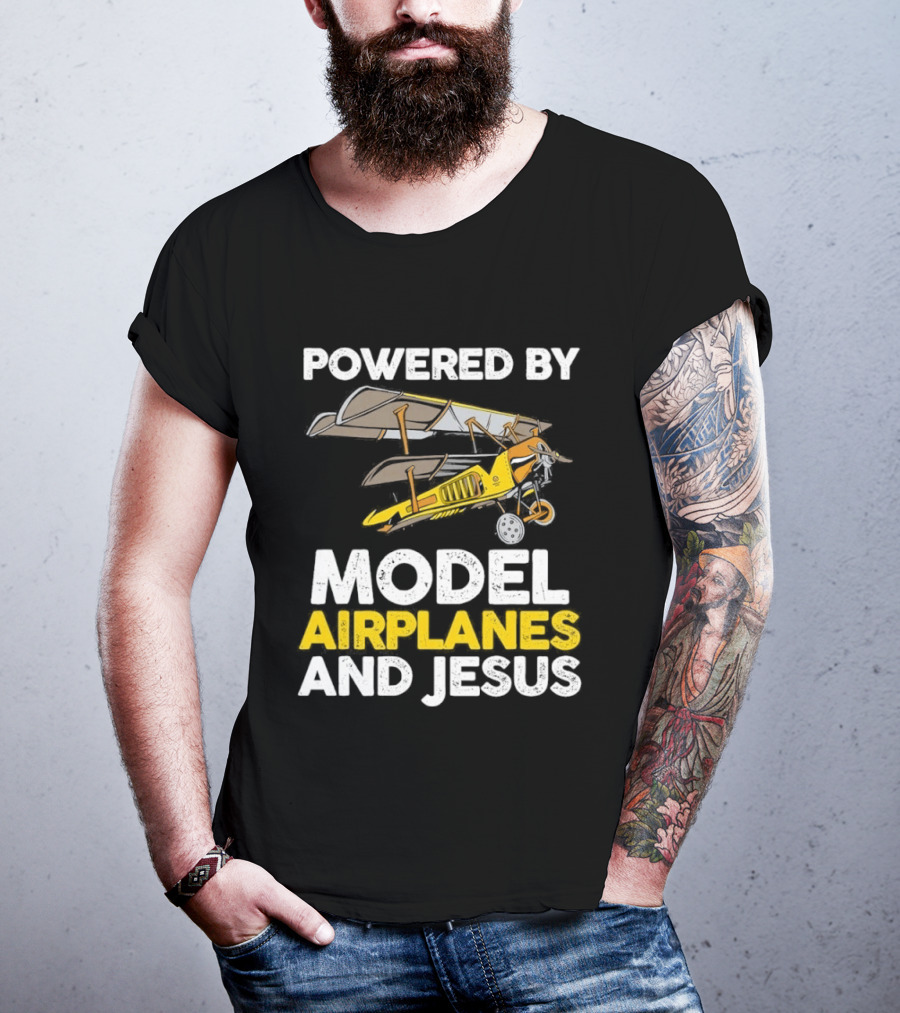 Powered By Model Airplanes And Jesus Vintage Aviation Enthusiasts Faith Based Collectible T-Shirt