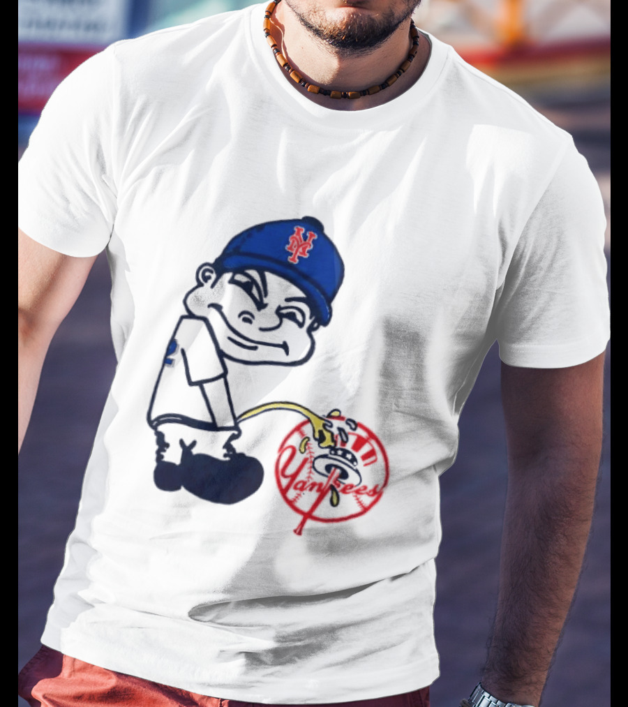 New York Mets Fans Rivalry Yankees Humorous Cartoon T-Shirt