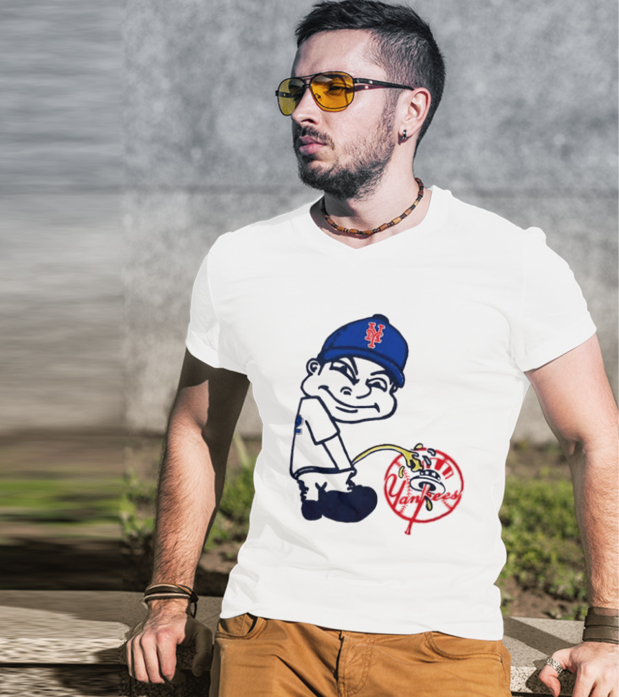 New York Mets Fans Rivalry Yankees Humorous Cartoon T-Shirt