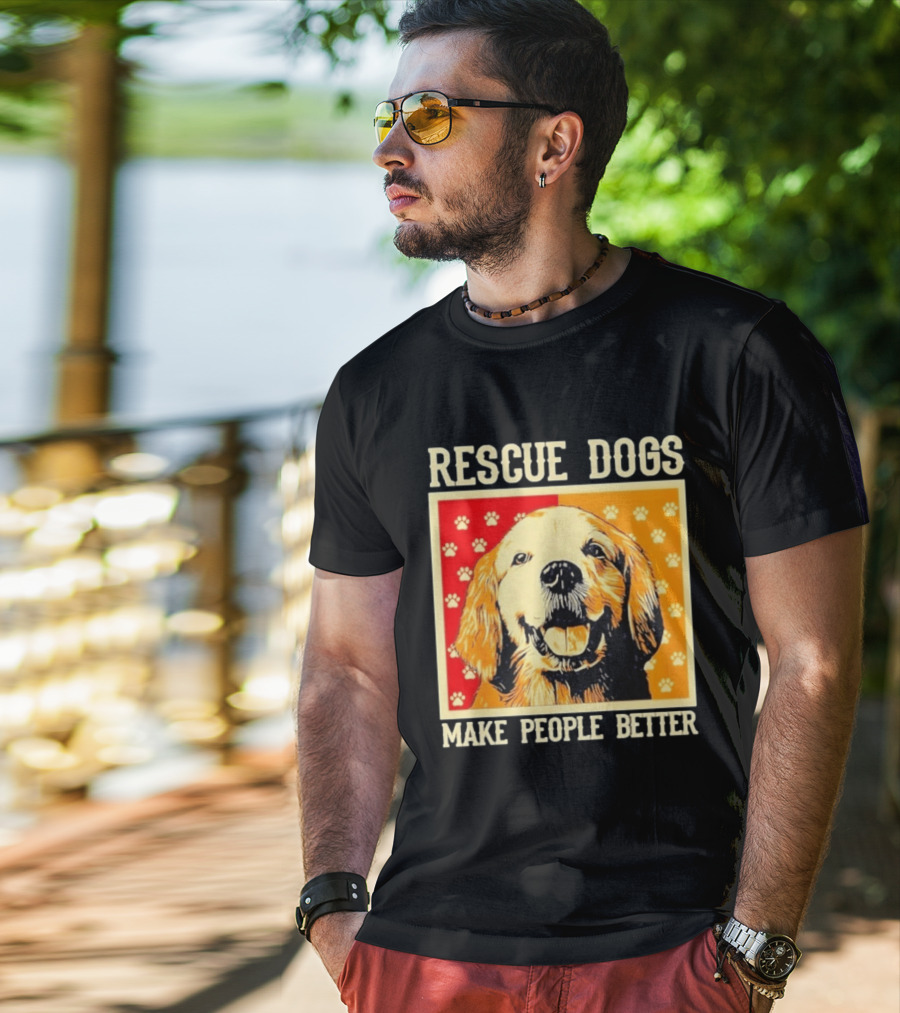 Rescue Dogs Make People Better Paw Print T-Shirt