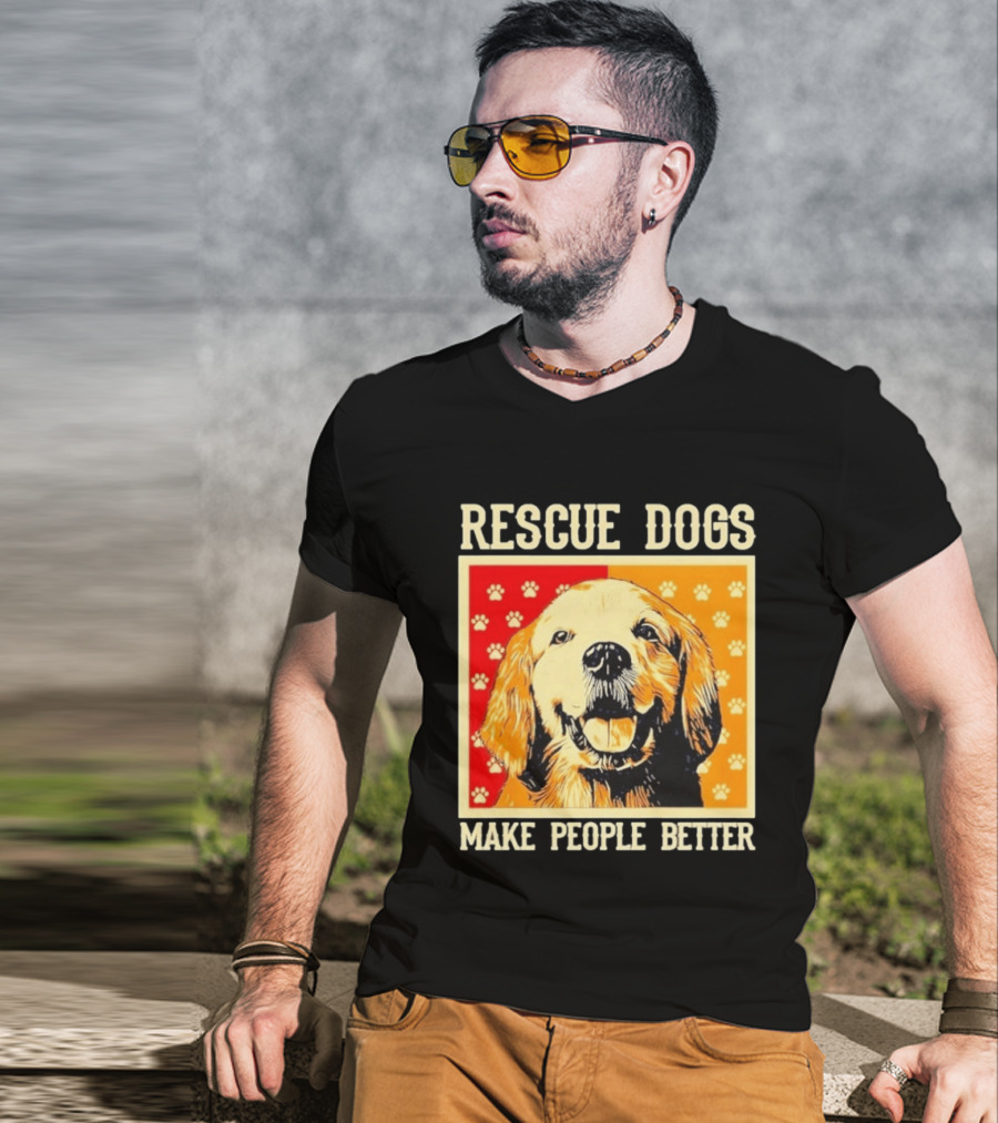 Rescue Dogs Make People Better Paw Print T-Shirt