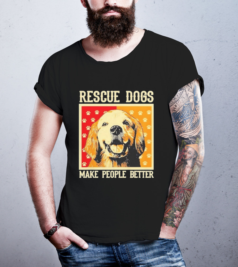 Rescue Dogs Make People Better Paw Print T-Shirt