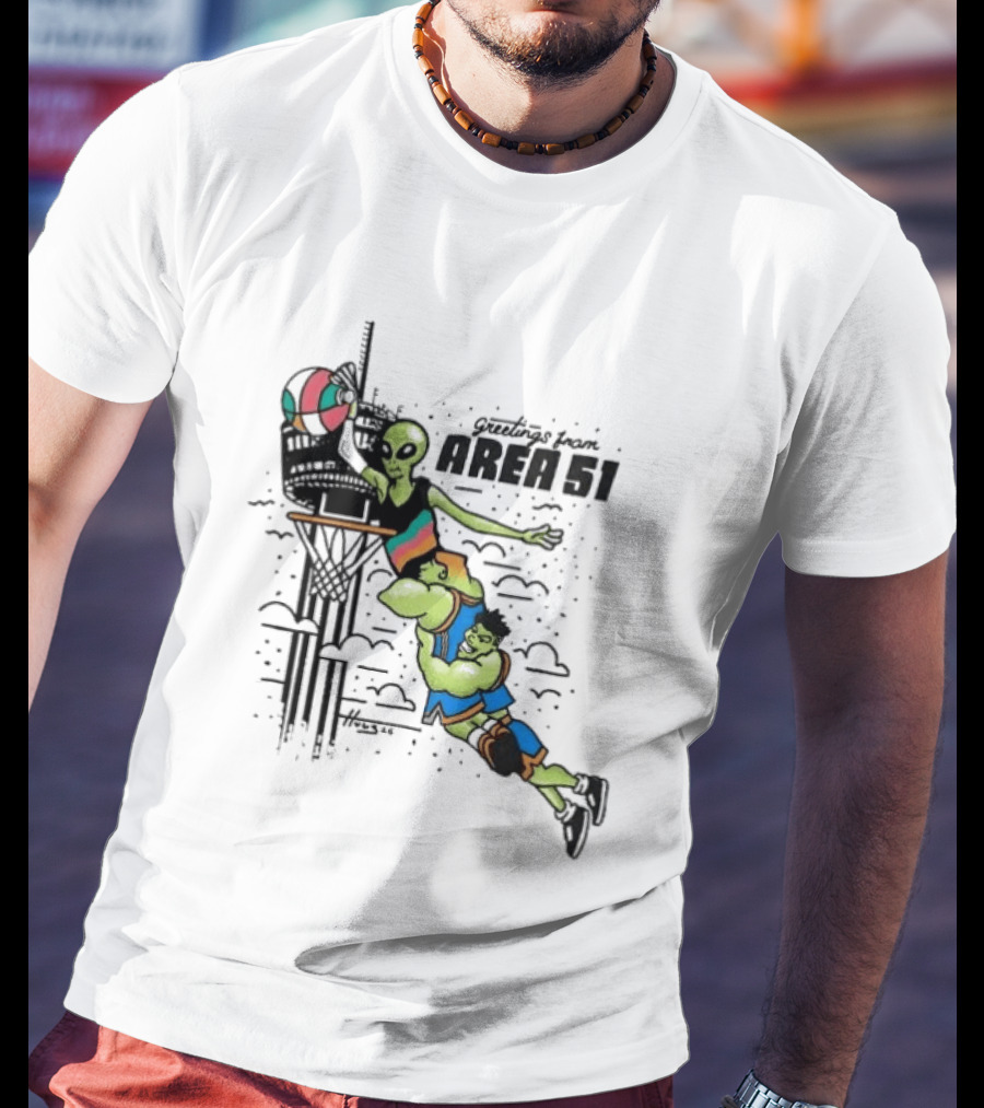 Victor Wembanyama Alien Greetings From Area 51 Basketball Dunk Scene T-Shirt