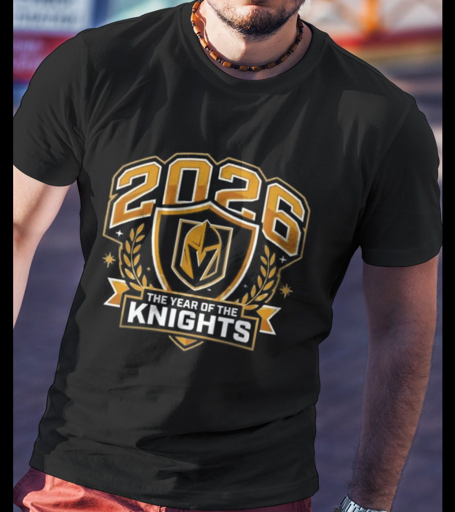 2026 Vegas Golden Knights The Year Of The Knights Vintage Shield T-Shirt