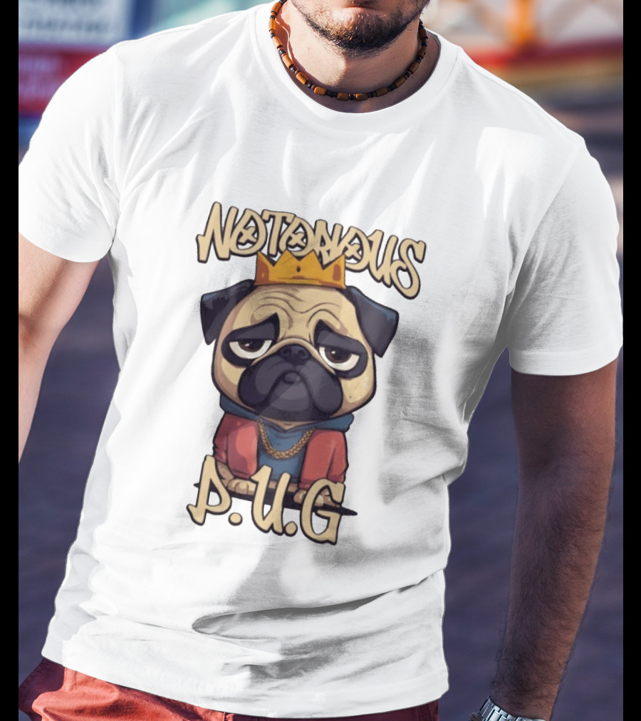 Notorious Pug Iconic Crowned Cartoon 90s Rap T-Shirt