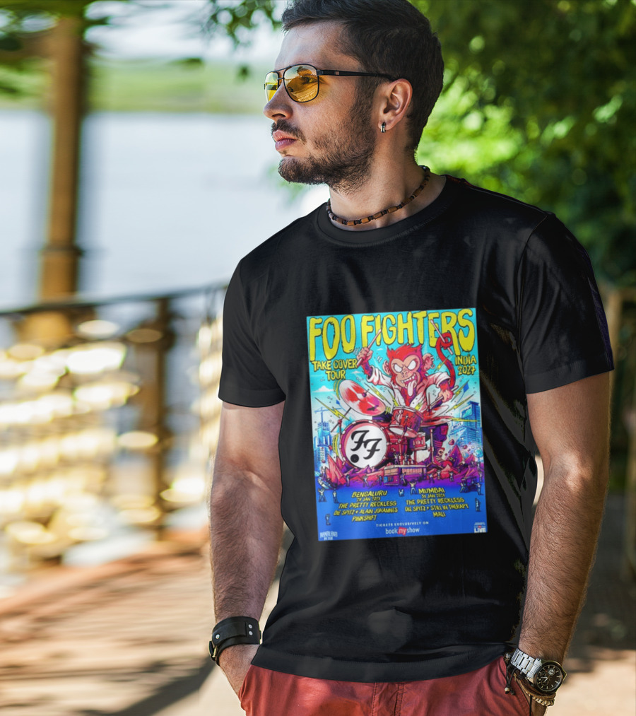 Foo Fighters Take Cover Tour India 2027 Bengaluru Mumbai The Pretty Reckless Die Spitz Alain Johannes Punkshit Still In Therapy Mali January 29 31 T-Shirt