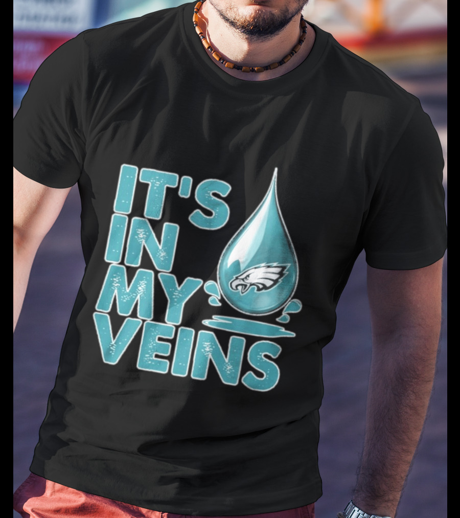 Philadelphia Eagles It's In My Veins Dripping Logo Fan Pride T-Shirt