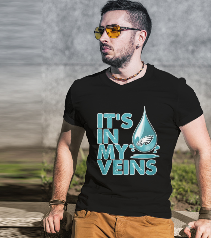 Philadelphia Eagles It's In My Veins Dripping Logo Fan Pride T-Shirt
