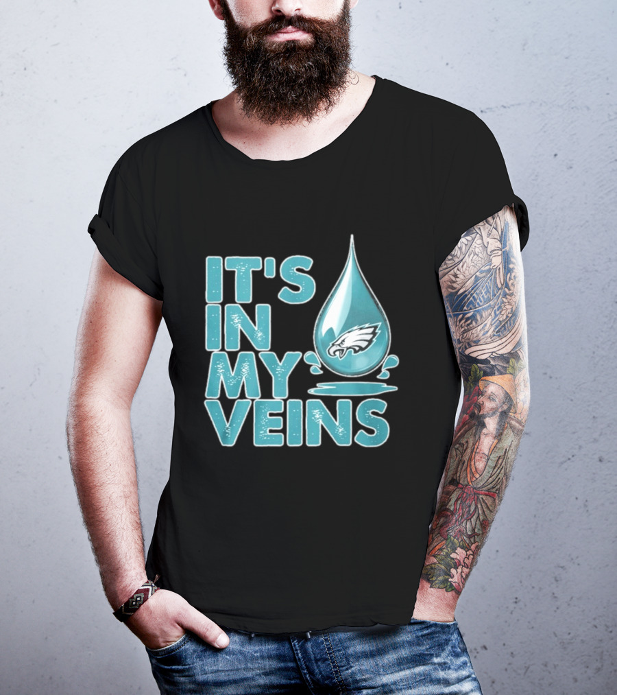 Philadelphia Eagles It's In My Veins Dripping Logo Fan Pride T-Shirt