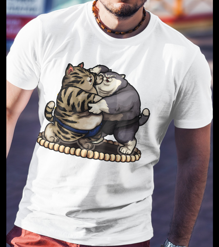 Sumo Wrestling Cats Battling In Traditional Ring T-Shirt