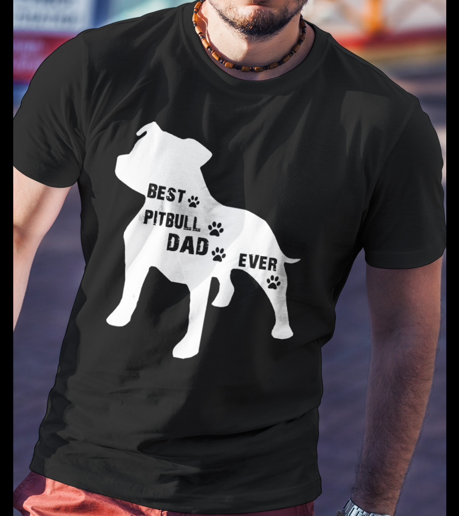 Best Pitbull Dog Dad Ever Paw Prints T-Shirt