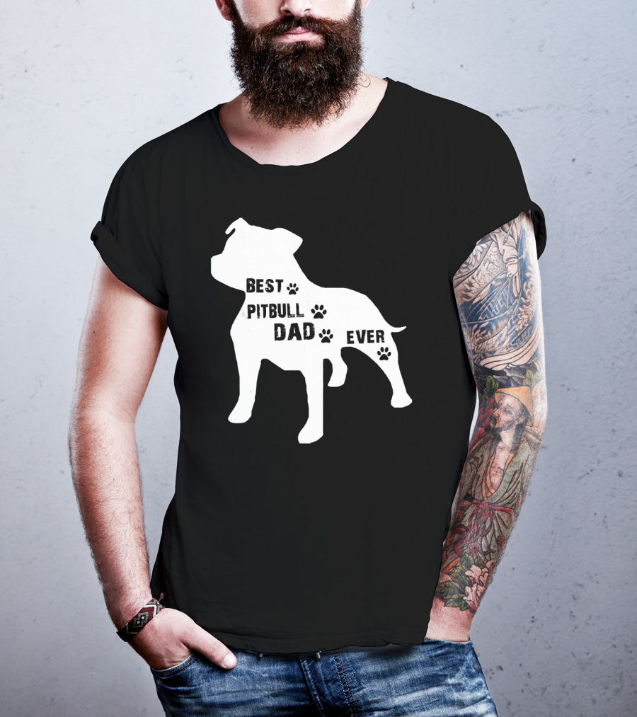 Best Pitbull Dog Dad Ever Paw Prints T-Shirt