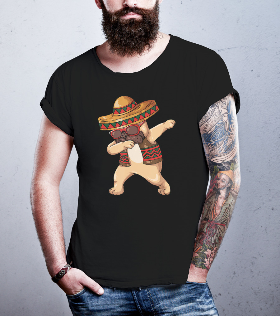 Cinco De Mayo Fiesta Dabbing Pug Dog Dab Boys Celebrating T-Shirt