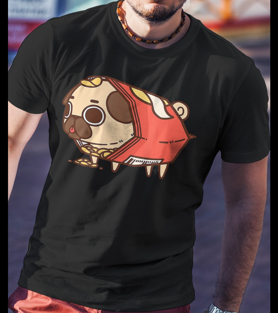 Puglie Dog In Chips Bag Funny Pug Love Food Birthday T-Shirt