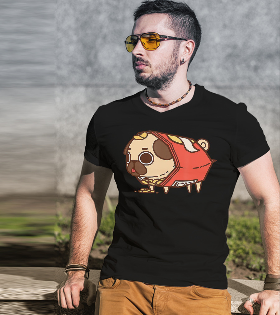 Puglie Dog In Chips Bag Funny Pug Love Food Birthday T-Shirt