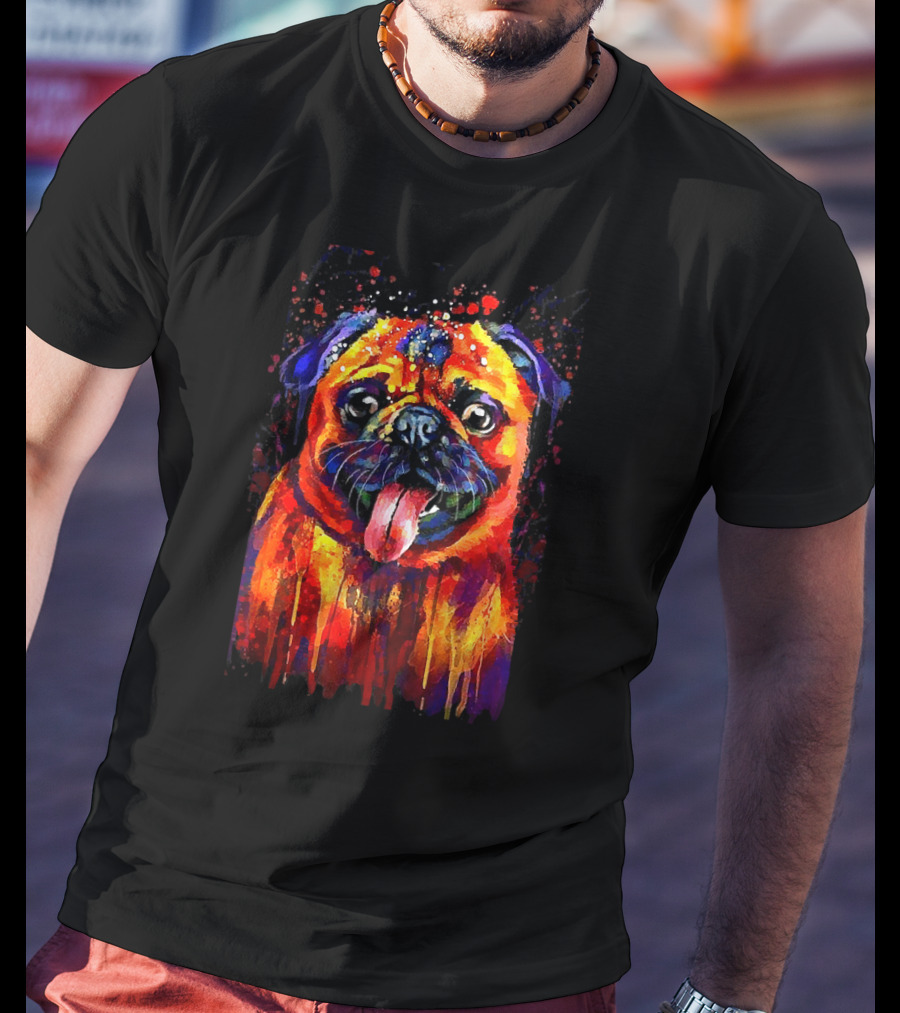 Vibrant Watercolor Pug Design For Enthusiasts T-Shirt