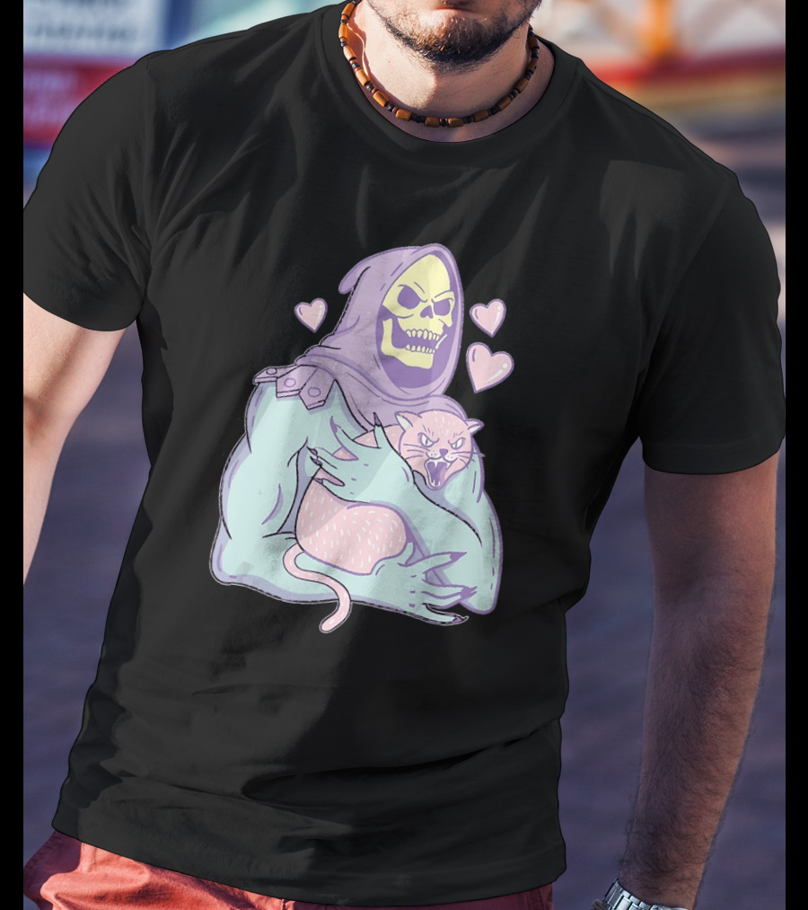 Bones Love Cat Cool Hearts Emojii T-Shirt