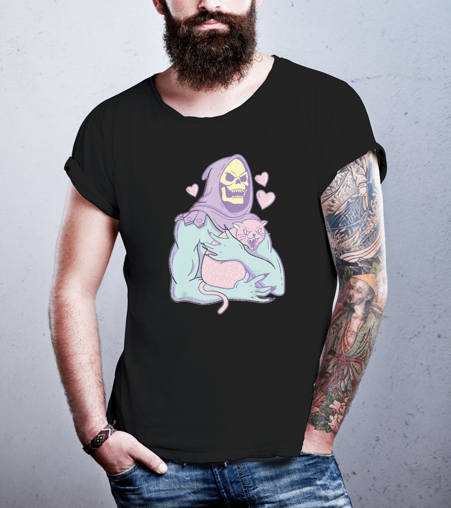 Bones Love Cat Cool Hearts Emojii T-Shirt