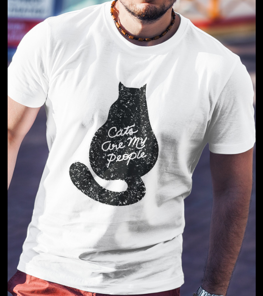 Cats Are My People Silhouette Back View Sketch T-Shirt