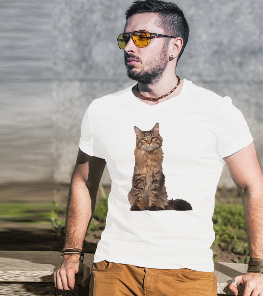 Maine Coon Cat Maine Coon Body Realistic Feline T-Shirt