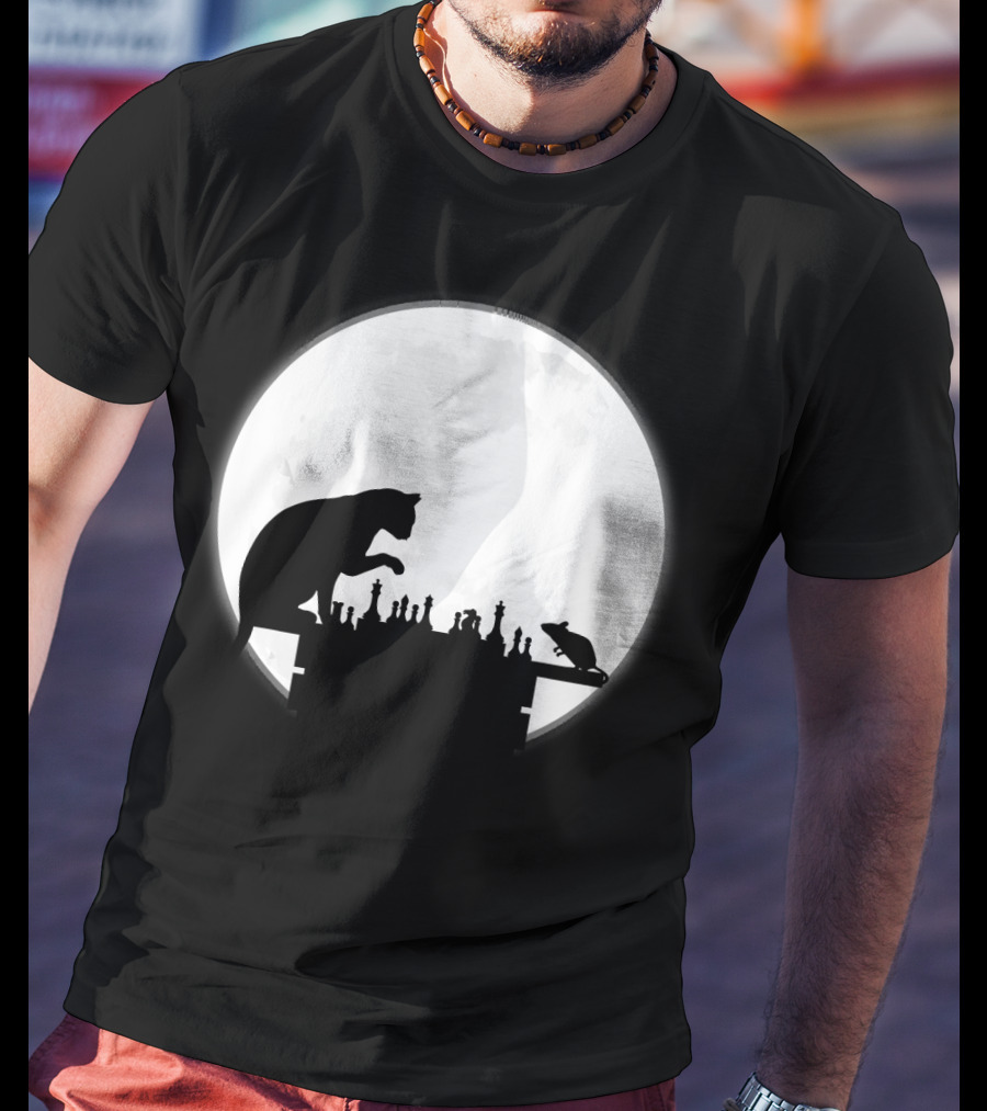 The Chess Match Of Cat And Mouse Under The Full Moon T-Shirt