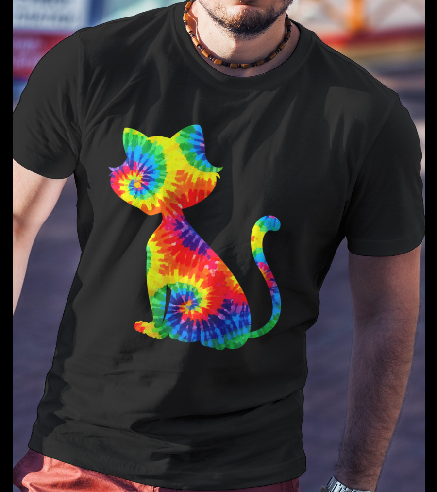 Tie Dye Colorful Kitten Cat Spiral T-Shirt