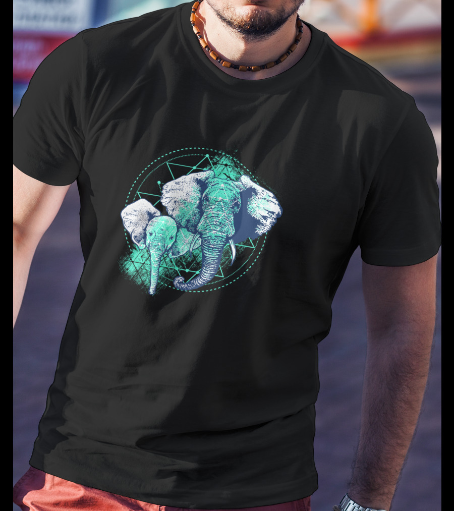 Magic Elephant Geometric Triangles T-Shirt