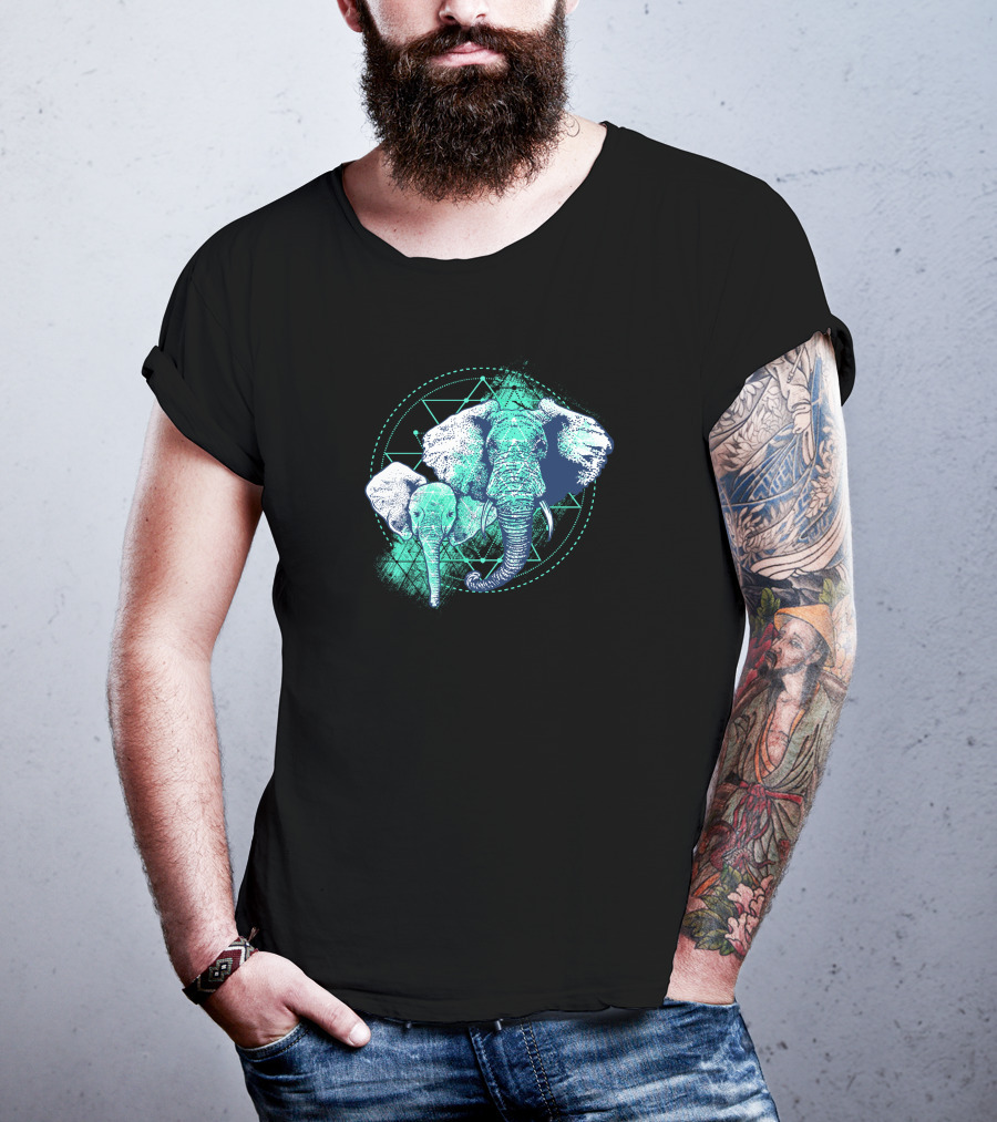 Magic Elephant Geometric Triangles T-Shirt