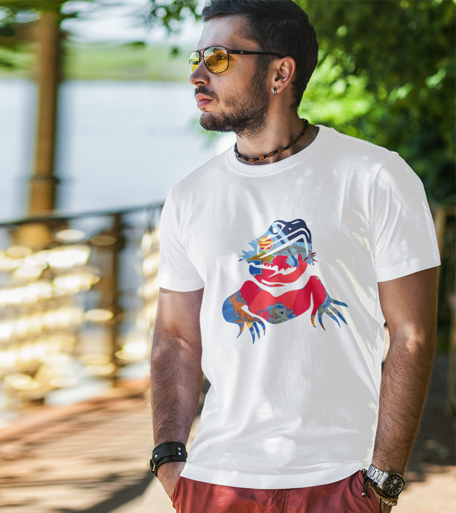 Australia Bearded Dragon Koala Sydney Opera House Beach Sunset Landscape T-Shirt