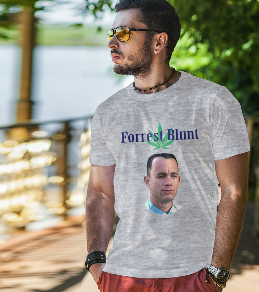 Forrest Blunt Tom Hanks Movie Mashup With Cannabis Leaf T-Shirt