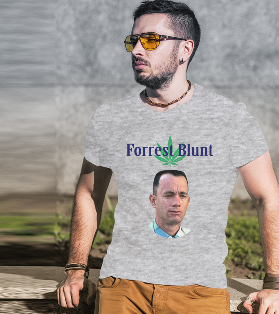 Forrest Blunt Tom Hanks Movie Mashup With Cannabis Leaf T-Shirt