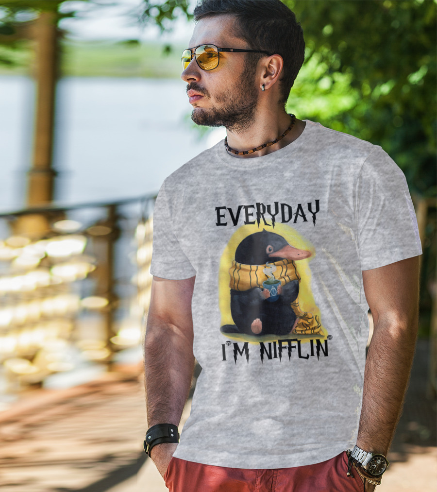 Everyday I'm Nifflin' Magical Creature With Scarf And Tea Cup T-Shirt