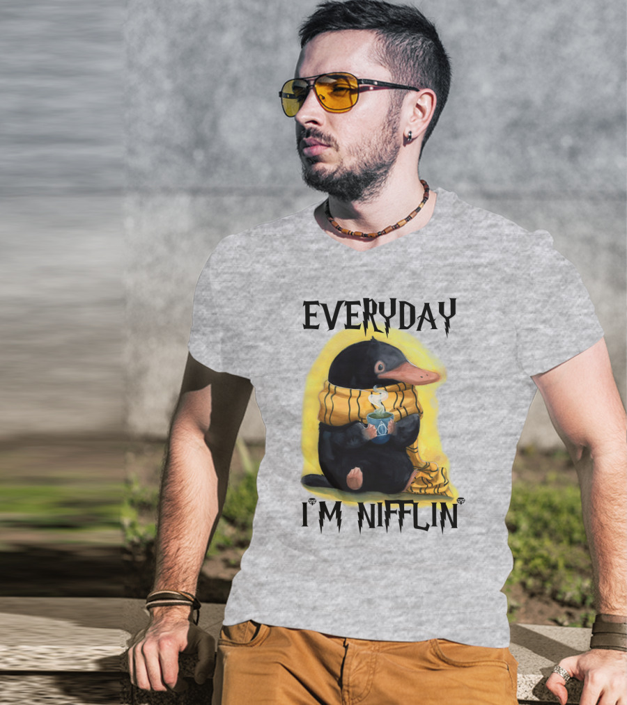 Everyday I'm Nifflin' Magical Creature With Scarf And Tea Cup T-Shirt