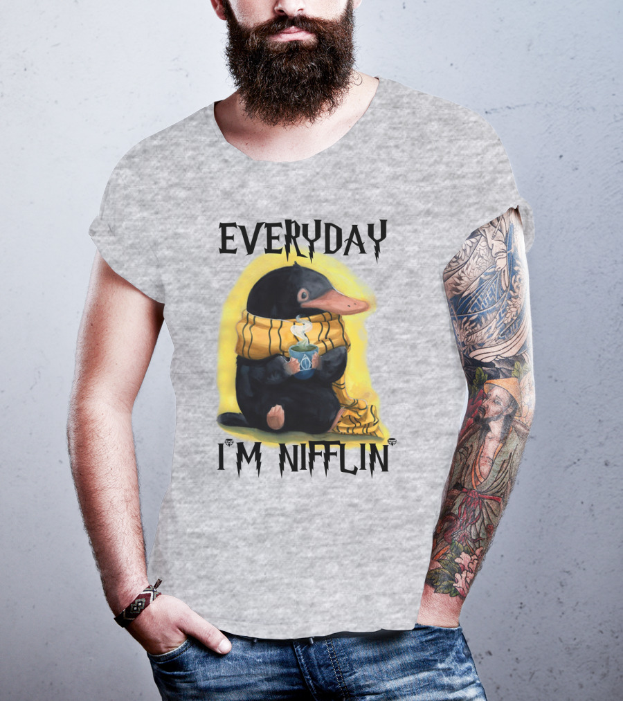Everyday I'm Nifflin' Magical Creature With Scarf And Tea Cup T-Shirt