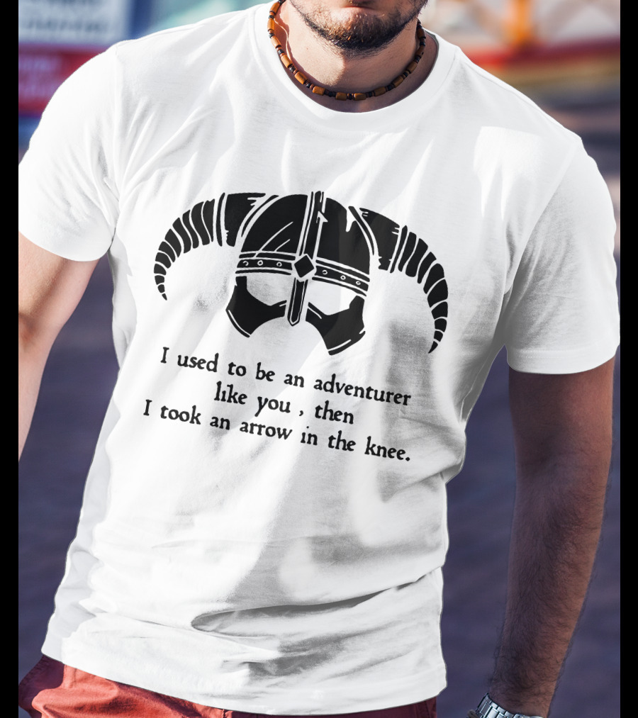 Jonesyspacecat I Used To Be An Adventurer Like You Then I Took An Arrow In The Knee Helmet T-Shirt