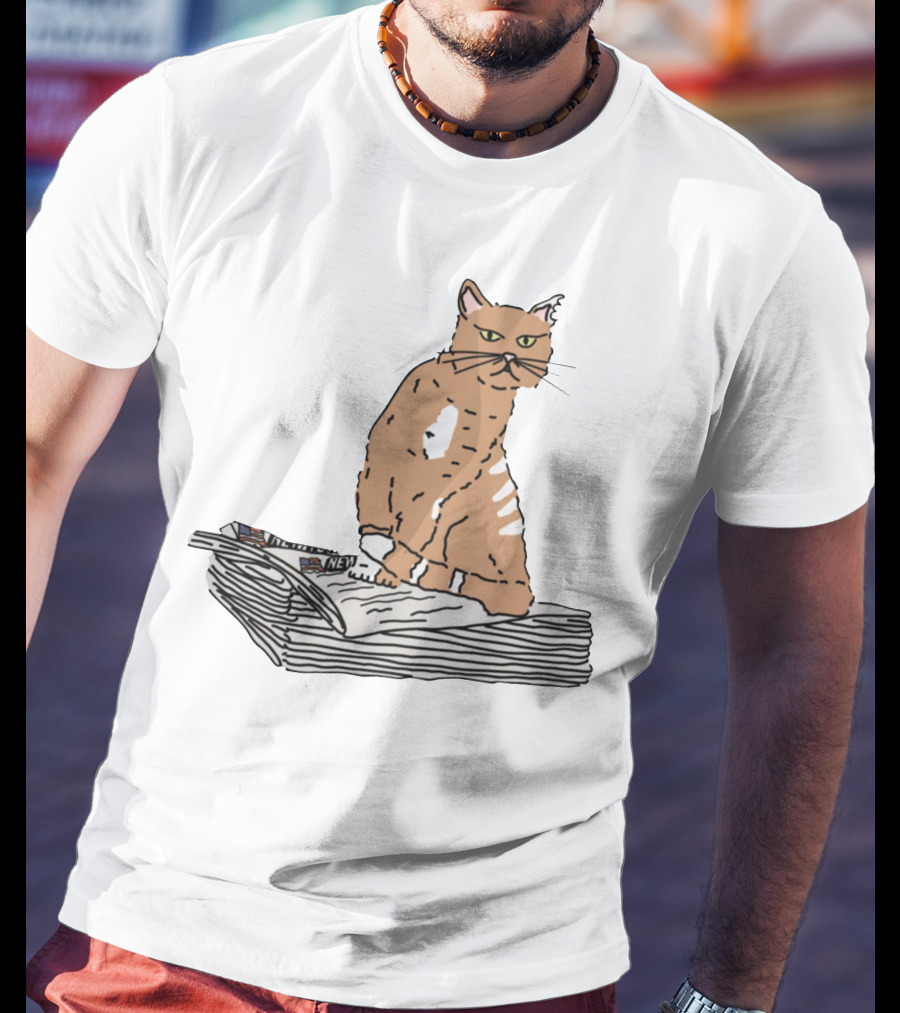 New York Post Cat On Newspaper Stack T-Shirt