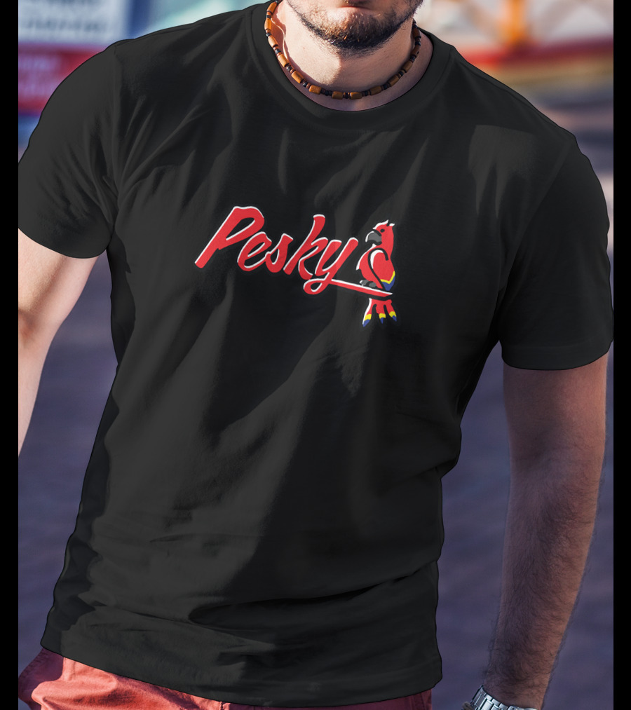 Pesky Red Bird On Branch T-Shirt